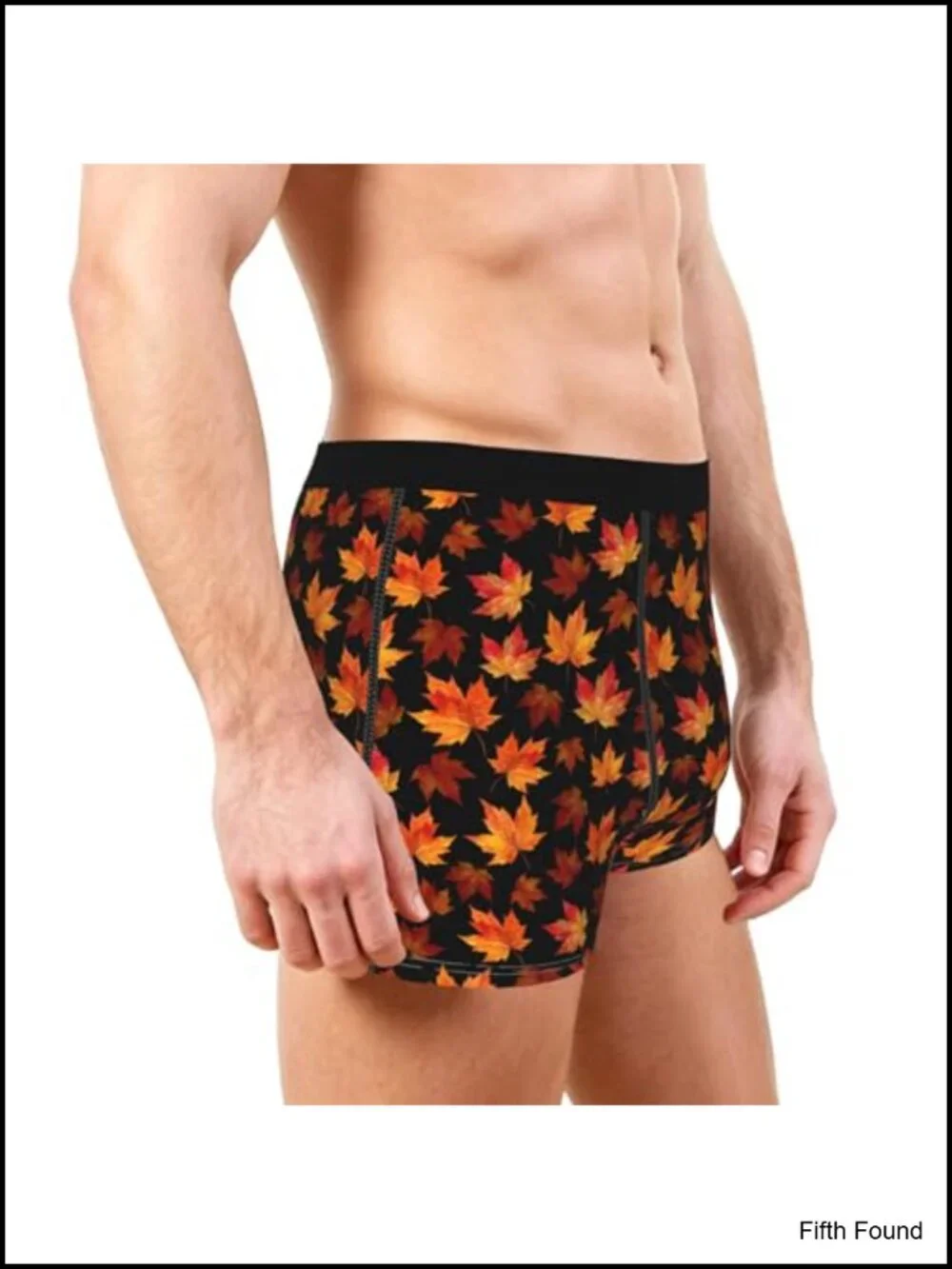 Men's Halloween Boxer Briefs - Pumpkin & Maple Leaf Print Breathable Stretch